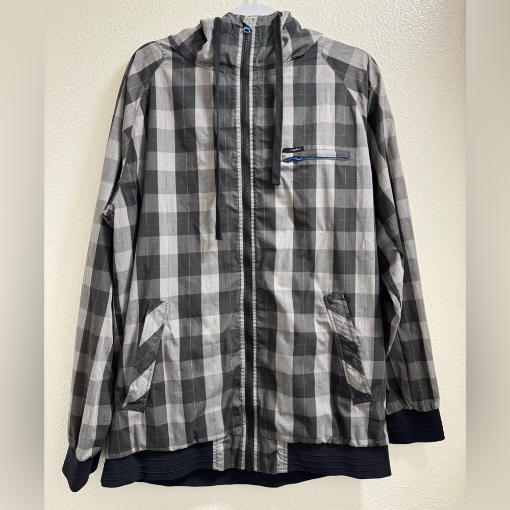 Matix All City Anorak Plaid Jacket Hooded Full Zip Pockets Lined Men's Large